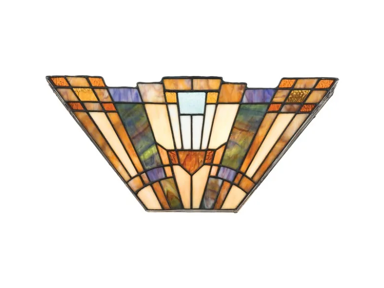 Große Tiffany Wandleuchte INGLENOOK mit E14 Lampenschirm Bunt, Breite 41cm