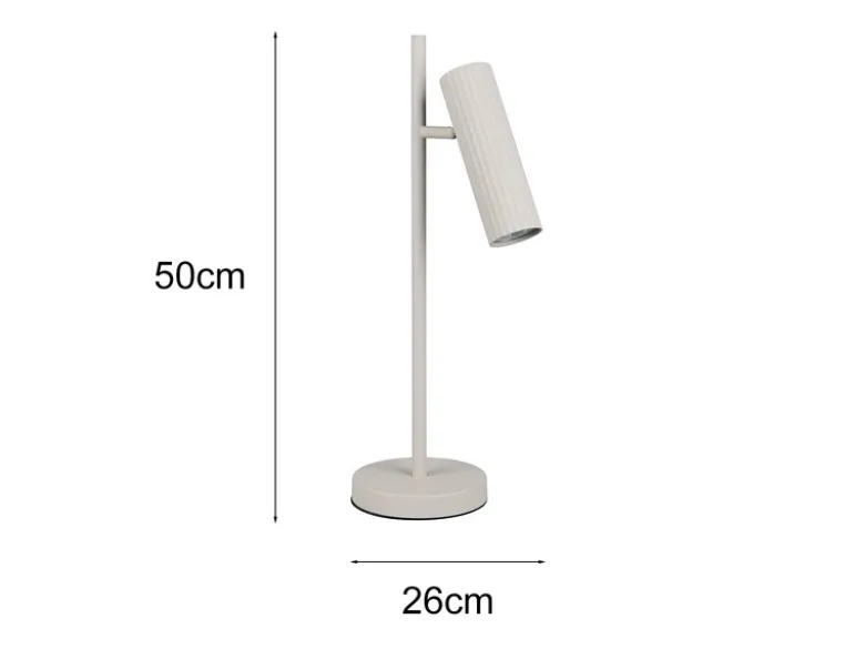 Große Tischlampe SOKA Metall Hellgrau mit schwenkbarem Spot, Höhe 50cm