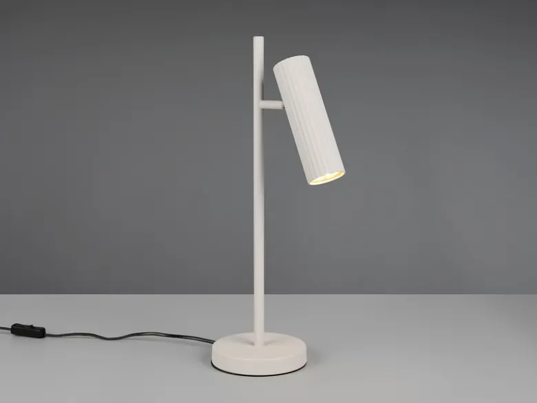 Große Tischlampe SOKA Metall Hellgrau mit schwenkbarem Spot, Höhe 50cm