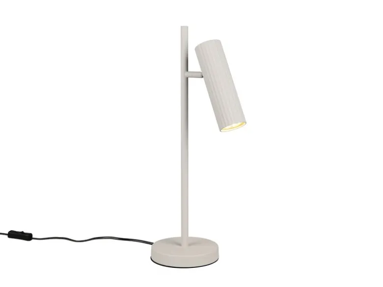 Große Tischlampe SOKA Metall Hellgrau mit schwenkbarem Spot, Höhe 50cm