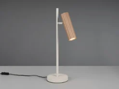 Große Tischlampe SOKA Metall Hellgrau & Coffee mit schwenkbarem Spot, Höhe 50cm
