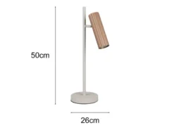 Große Tischlampe SOKA Metall Hellgrau & Coffee mit schwenkbarem Spot, Höhe 50cm
