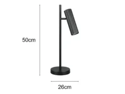 Große Tischlampe SOKA Metall Schwarz mit schwenkbarem Spot, Höhe 50cm
