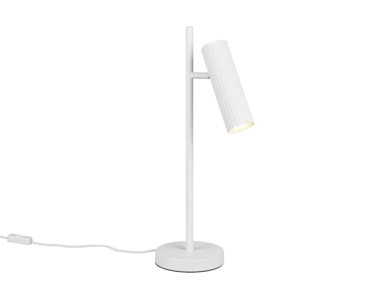 Große Tischlampe SOKA Metall Weiß mit schwenkbarem Spot, Höhe 50cm