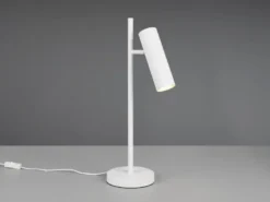 Große Tischlampe SOKA Metall Weiß mit schwenkbarem Spot, Höhe 50cm