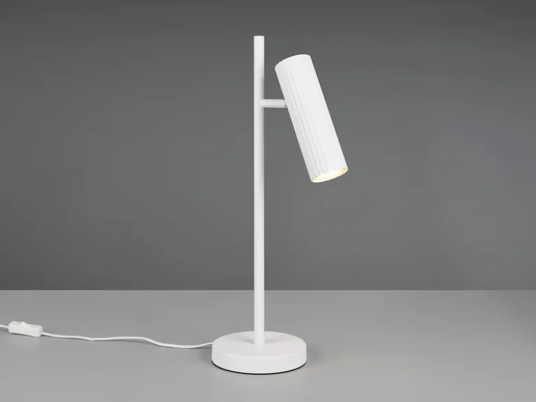 Große Tischlampe SOKA Metall Weiß mit schwenkbarem Spot, Höhe 50cm