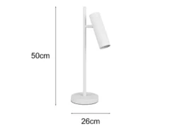 Große Tischlampe SOKA Metall Weiß mit schwenkbarem Spot, Höhe 50cm