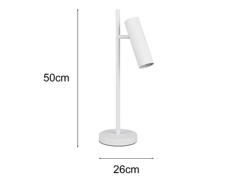 Große Tischlampe SOKA Metall Weiß mit schwenkbarem Spot, Höhe 50cm