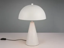 Große Tischleuchte ALFIE in Pilzform aus Metall Hellgrau, Höhe 43cm