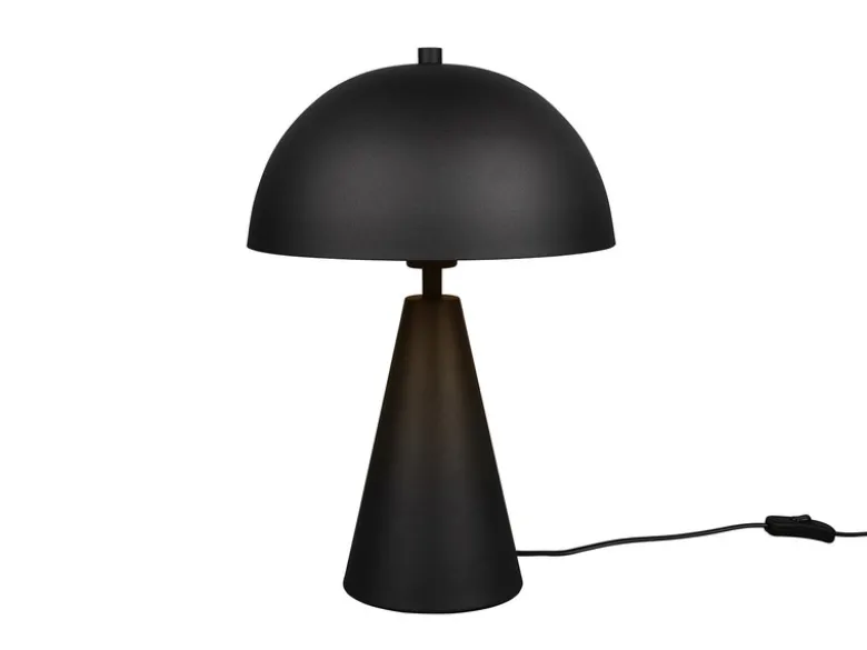 Große Tischleuchte ALFIE in Pilzform aus Metall Schwarz, Höhe 43cm