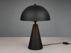 Große Tischleuchte ALFIE in Pilzform aus Metall Schwarz, Höhe 43cm