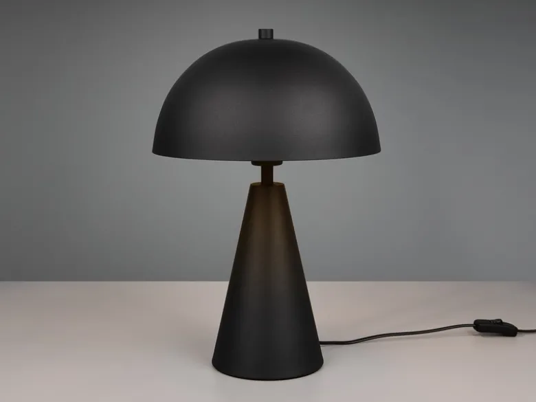 Große Tischleuchte ALFIE in Pilzform aus Metall Schwarz, Höhe 43cm