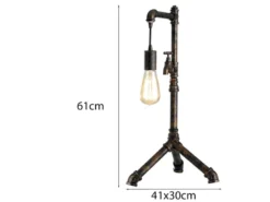 Große Tischleuchte AMARCORD in Wasserrohr Optik, Rost, Höhe 61cm