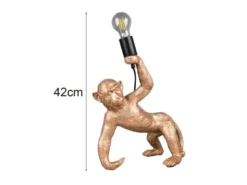 Große Tischleuchte BOBO ausgefallene Affenlampe Gold, Höhe 42cm
