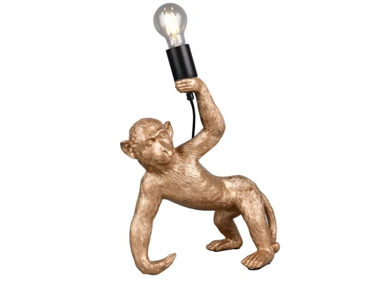 Große Tischleuchte BOBO ausgefallene Affenlampe Gold, Höhe 42cm
