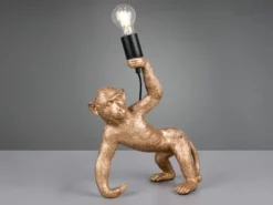 Große Tischleuchte BOBO ausgefallene Affenlampe Gold, Höhe 42cm