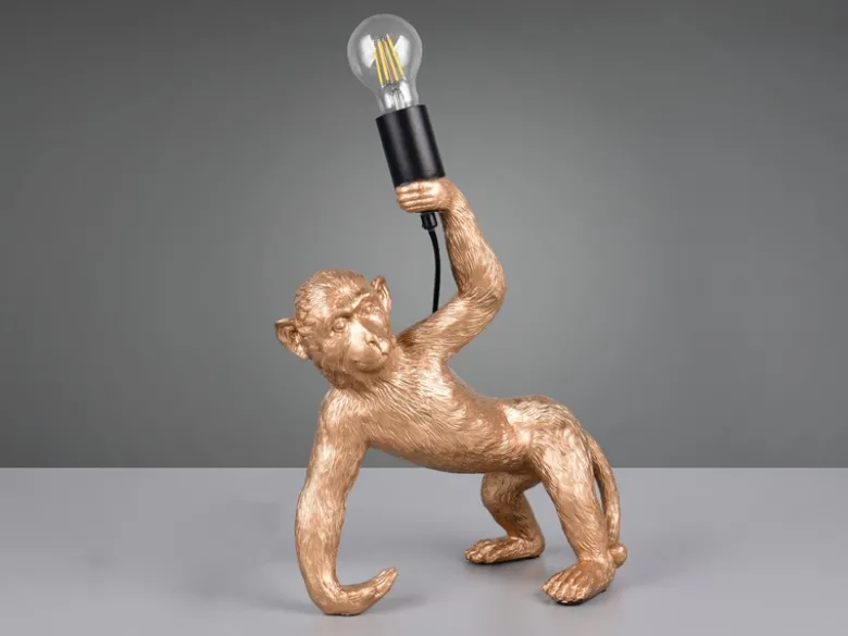 Große Tischleuchte BOBO ausgefallene Affenlampe Gold, Höhe 42cm