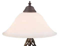 Große Tischleuchte im Landhausstil Rostoptik mit Glasschirm & E14 LED, Höhe 50cm
