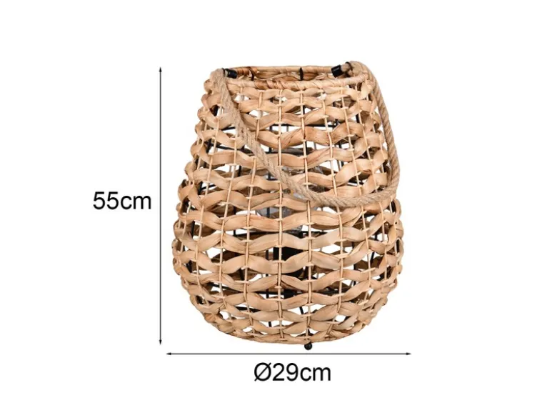 Große Tischleuchte JEAN mit Lampenschirm aus Wasserhyazinthe, Höhe 55cm