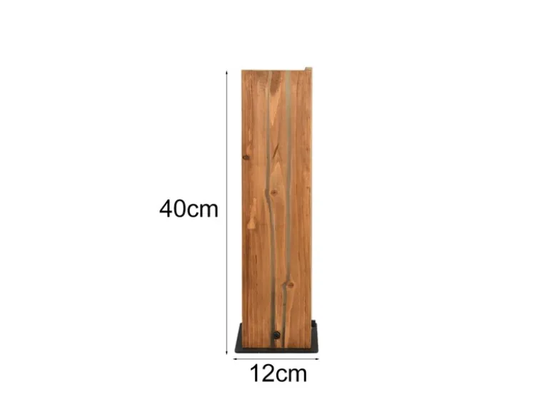 Große Tischleuchte KARUNI mit Naturholz, Höhe 40cm