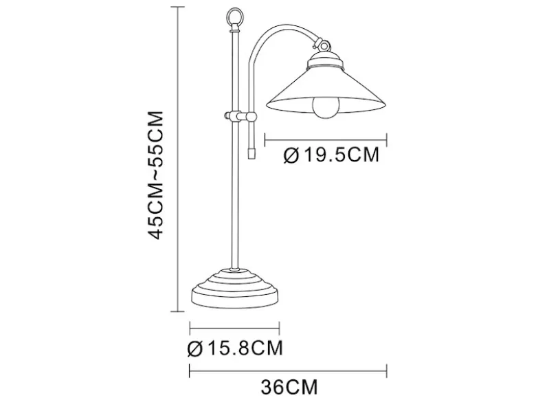 Große Tischleuchte LANDLIFE im Landhausstil mit Glasschirm, max. Höhe 55cm