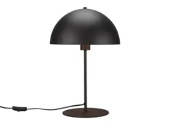 Große Tischleuchte NOLA aus Metall Schwarz, Lampenschirm innen Gold, Höhe 45cm