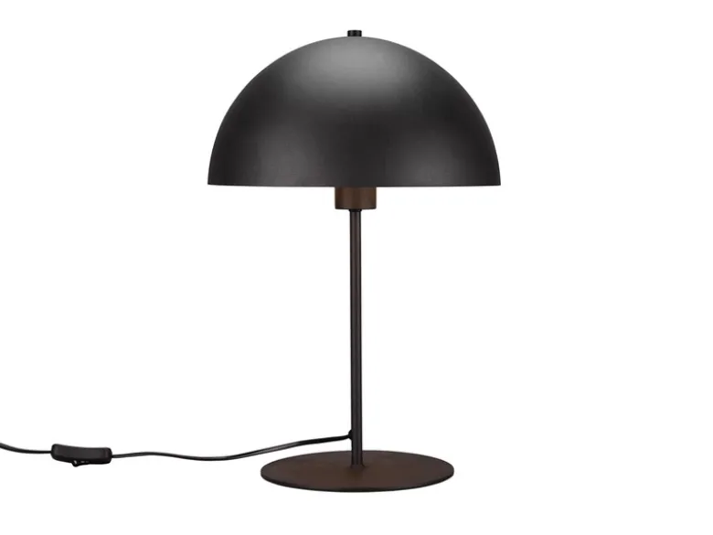 Große Tischleuchte NOLA aus Metall Schwarz, Lampenschirm innen Gold, Höhe 45cm