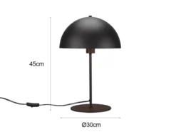 Große Tischleuchte NOLA aus Metall Schwarz, Lampenschirm innen Gold, Höhe 45cm