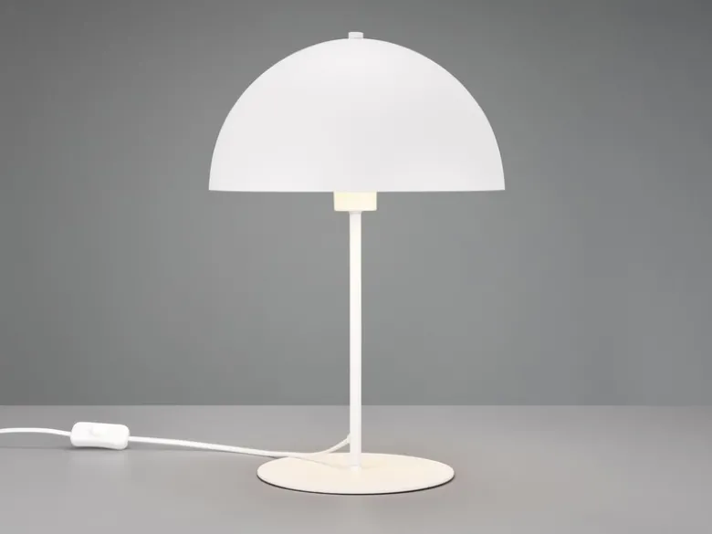 Große Tischleuchte NOLA aus Metall Weiß in Pilzform, Höhe 45cm