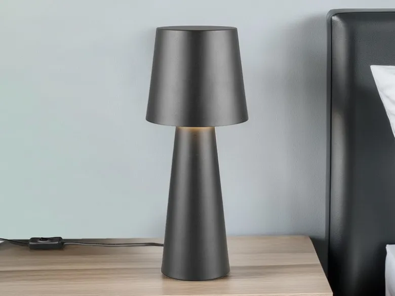 Große Tischleuchte NUBIAN aus Metall Schwarz, Höhe 40cm