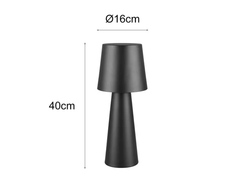 Große Tischleuchte NUBIAN aus Metall Schwarz, Höhe 40cm