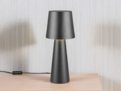 Große Tischleuchte NUBIAN aus Metall Schwarz, Höhe 40cm