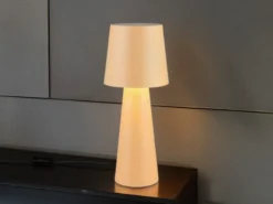 Große Tischleuchte NUBIAN aus Metall Beige, Höhe 40cm