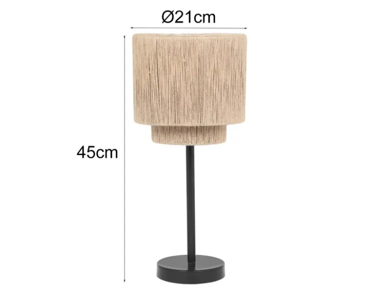 Große Tischleuchte SMILLA aus Jute Natur im Boho Stil, Höhe 45cm