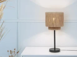 Große Tischleuchte SMILLA aus Jute Natur im Boho Stil, Höhe 45cm