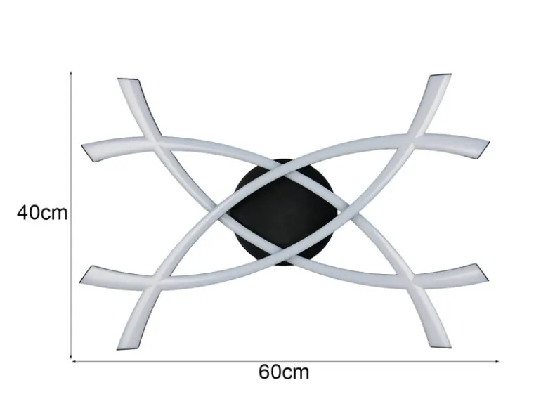 Große Wand- und Deckenleuchte POLLOCK Schwarz mit LED-Elementen Weiß flach 7,5cm