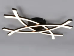 Große Wand- und Deckenleuchte POLLOCK Schwarz mit LED-Elementen Weiß flach 7,5cm