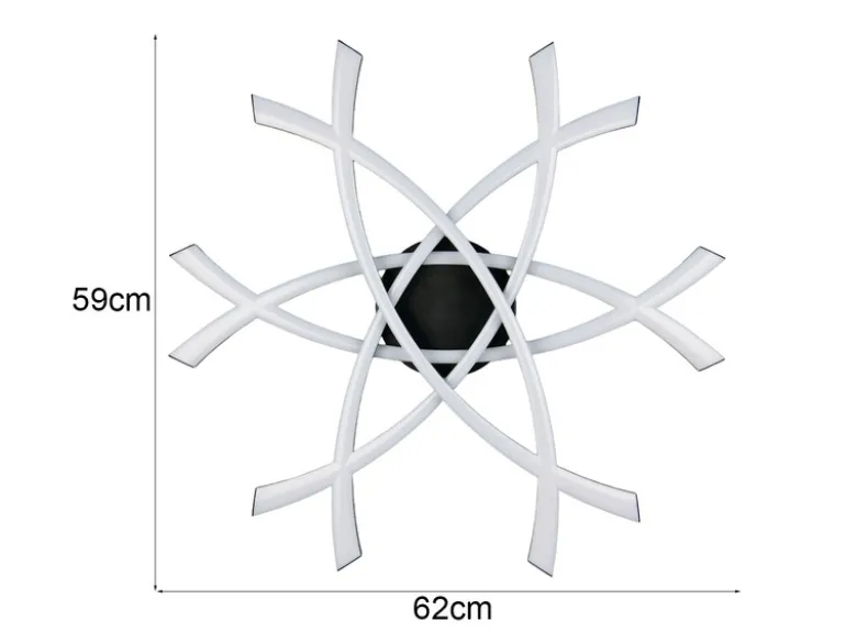 Große Wand- und Deckenleuchte POLLOCK Schwarz drei LED-Elemente Weiß, flach 9cm