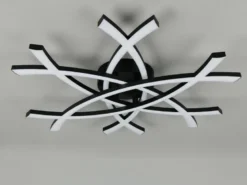 Große Wand- und Deckenleuchte POLLOCK Schwarz drei LED-Elemente Weiß, flach 9cm