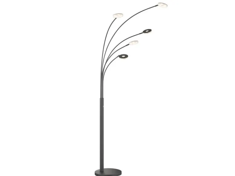 Große XXL LED Bogenlampe DENT dimmbar Design Schwarz, Höhe 225cm