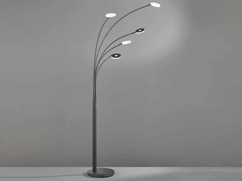 Große XXL LED Bogenlampe DENT dimmbar Design Schwarz, Höhe 225cm