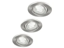 GU10 Einbauspot, 3-er Set, richtbar gebürsteter Stahl