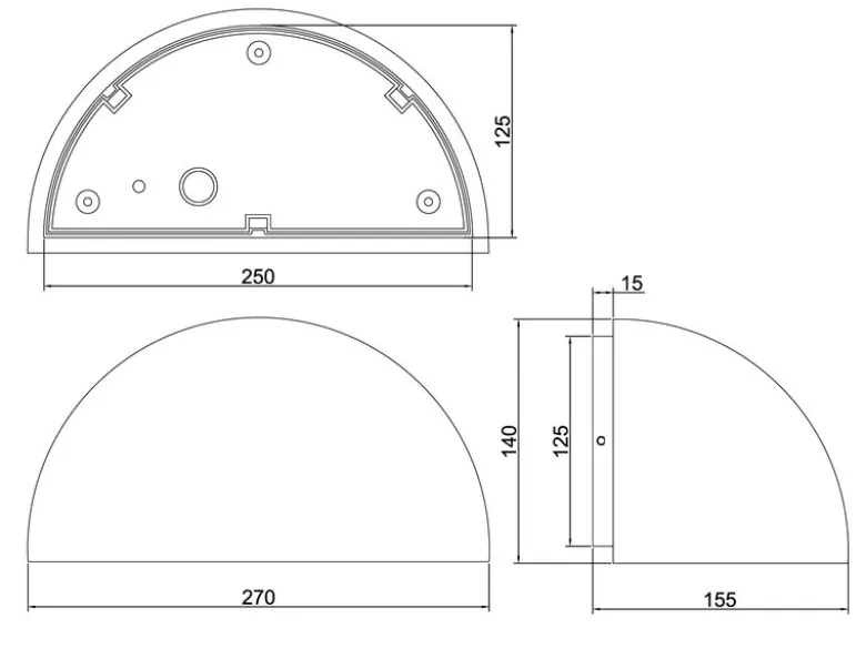 Halbrunde Downlight Außenwandleuchte MAAS Beige, Breite 27cm