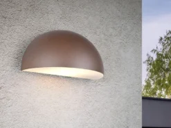 Halbrunde Downlight Außenwandleuchte MAAS Rostbraun, Breite 27cm