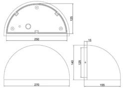 Halbrunde Downlight Außenwandleuchte MAAS Apricot, Breite 27cm