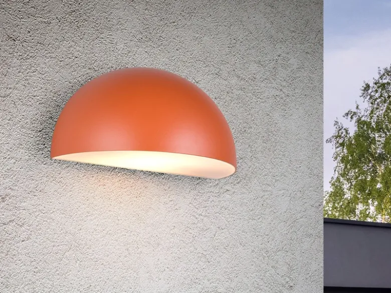 Halbrunde Downlight Außenwandleuchte MAAS Apricot, Breite 27cm