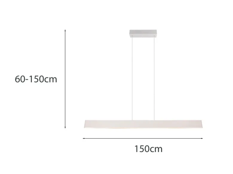 Höhenverstellbare LED Pendelleuchte GALWAY dimmbar, Hellgrau Breite 150cm