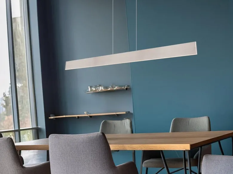 Höhenverstellbare LED Pendelleuchte GALWAY dimmbar, Silber Breite 150cm
