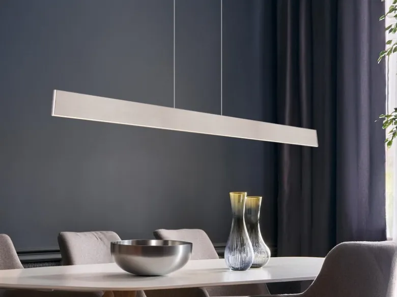 Höhenverstellbare LED Pendelleuchte GALWAY dimmbar, Silber Breite 150cm