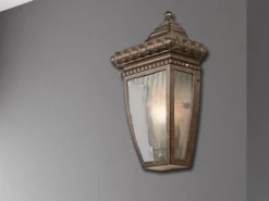 Historische Außenwandleuchte Halbschale VENETIAN RAIN, Bronze Höhe 30cm